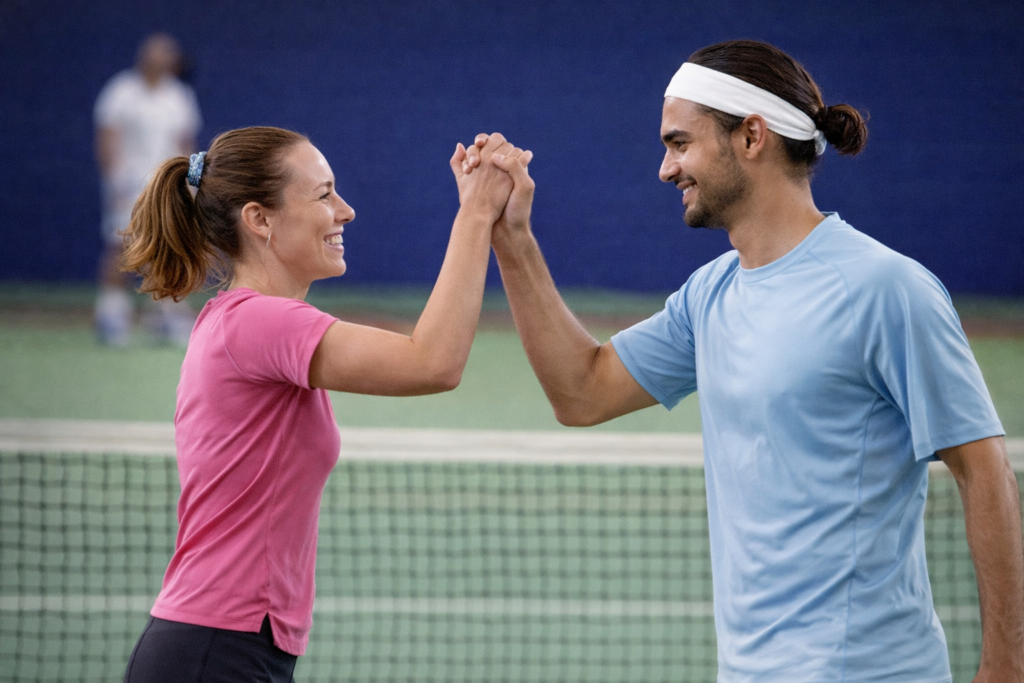 célébration sur le court de tennis